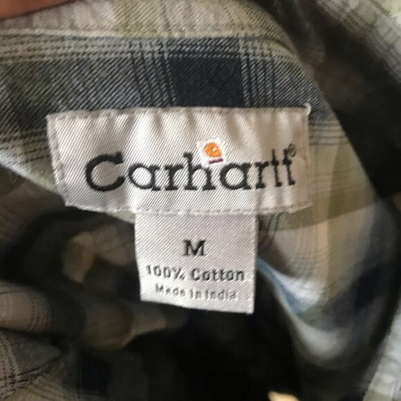 Carhartt Button Down Plaid Short Sleeve Cotton Shirt Men's Size Medium - Picture 6 of 7